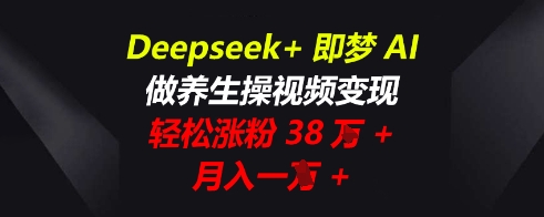 Deepseek+即梦AI，做养生操视频变现，轻松涨粉38W+，月入一W+-豪合科技站