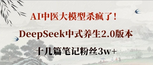 AI中医大模型杀疯了！DeepSeek中式养生2.0版本，十几篇笔记粉丝3w+-豪合科技站