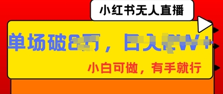 小红书无人直播，纯小白可做，有手就行，单场直播销售额破8w-豪合科技站