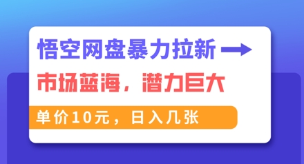 悟空网盘暴力拉新：一单10元，市场空白，日入几张-豪合科技站