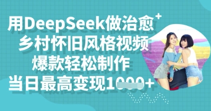 用DeepSeek做治愈乡村怀旧风格视频，爆款轻松制作，当日最高变现多张-豪合科技站